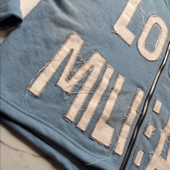 Lost Mileage Sky Blue Frown Hoodie Sz L Streetwear Y2K Style Limited Streetwear - Picture 5 of 12